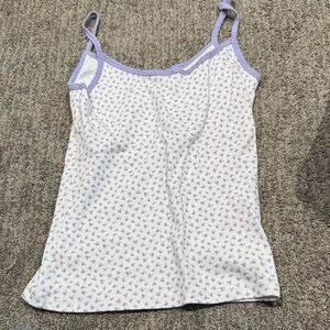 Brandy Melville White and Purple Floral Camisole